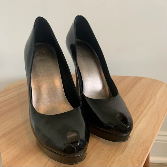 Jessica Simpson Black Peep Toe Heel - Picture 1 of 5